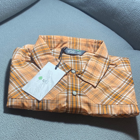 Stio Men's Casual Orange Plaid Shirt Size:M - Picture 16 of 16